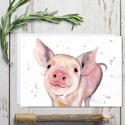 Pig painting original animal piggy watercolor animals painting, watercolor animal art by Anne Gorywine