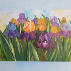 Irises.  Painting.  Original Art.  Wall Art. Oil Painting Artwork.