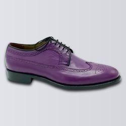 Men's Handmade Purple Leather Oxford Brogue Wing Tip lace Up dress Shoes