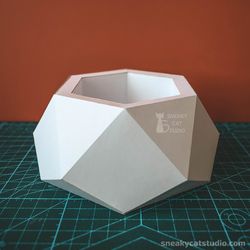 planter vase model 1 - 3d papercraft template digital pattern for printing and cutting (pdf, svg, dxf*)
