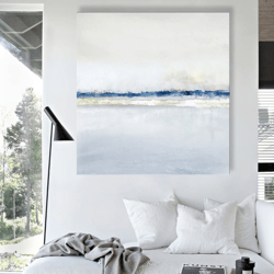 Original Abstract Art On Canvas Painting In Pastel Colors Neutral Tone Minimalist Art Neutral Abstract Painting Seascape