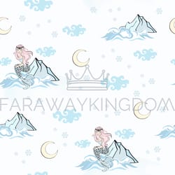 mountain mermaid new year seamless pattern vector illustration