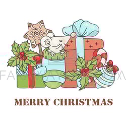 mouse christmas new year animal cartoon vector illustration set