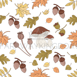 mushroom landscape nature seamless pattern vector illustration