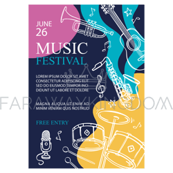 music festival vertical banner invitation concert poster