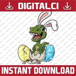 easter day t rex with bunny ears eggs funny easter day png, happy easter day sublimation design