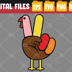 peace sign turkey hand cool thanksgiving hippie svg, eps, png, dxf, digital download