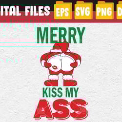 merry kiss my ass funny santa svg, eps, png, dxf, digital download