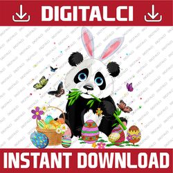 cute panda bunny egg hunting colorful egg happy easter day easter day png, happy easter day sublimation design