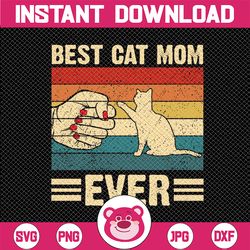 vintage best cat mom ever png, cat mom sublimation, mothers day png, funny mom png, cat png