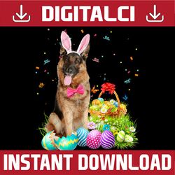 happy easter cute bunny german shepherd eggs basket funny easter day png, happy easter day sublimation design