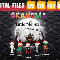 personalized christmas grandma little monster claus png, custom christmas grandma nana grandma with monster kids png, 20