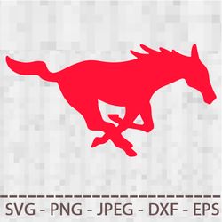 SMU Mustangs Logo SVG PNG JPEG  DXF Digital Cut Vector Files for Silhouette Studio Cricut Design