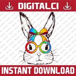 cute bunny rabbit face tie dye glasses happy easter day easter day png, happy easter day sublimation design