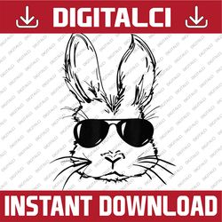 bunny face with sunglasses easter day png, happy easter day sublimation design