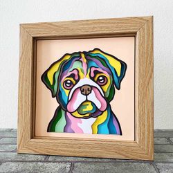 dog 3d layered svg for cardstock/ colorful pug multilayer svg/ 3d dog pop art/ 3d dog papercraft svg/ pug 3d cardstock