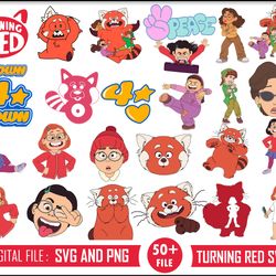 Turning Red Bundle Svg, Turning Red Svg, Turning Red Mei Lee Svg, Red Panda Svg, Disney Svg, Png Digital File