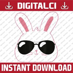 Cool and Cute Easter Bunny Face with Sunglasses Easter Day Png, Happy Easter Day Sublimation Design
