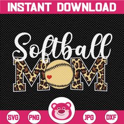 softball mom black png, sublimation design downloads, leopard baseball mom png,,