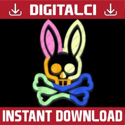 neon rabbit for easter day, psycho-bunnies, easter 2022 easter day png, happy easter day sublimation design