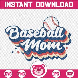 Retro Baseball Mom Sublimation Design Download, Mother's Day, Baseball Lover
