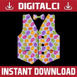Easter Eggs Vest and Bow Tie Easter Day Png, Happy Easter Day Sublimation Design Bunny