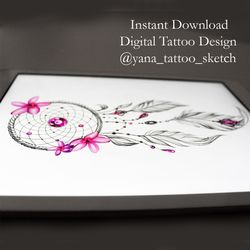 Dream Catcher Tattoo Designs For Females Dream Catcher Tattoo Sketch Dream Catcher Tattoo Ideas, Instant download