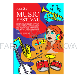 music jazz festival vertical banner invitation concert text