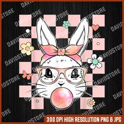 easter day cute bunny glasses bubblegum tie dye girl kids, easter png, happy easter png, easter day png, easter