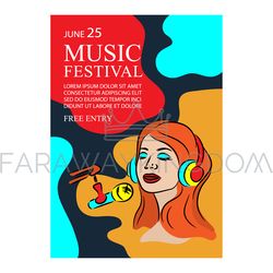 MUSIC SONG FESTIVAL BANNER Invitation Text Poster Concert