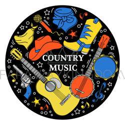 music sticker western country festival vector illustration