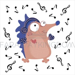 musical hedgehog valentine day animal vector illustration set
