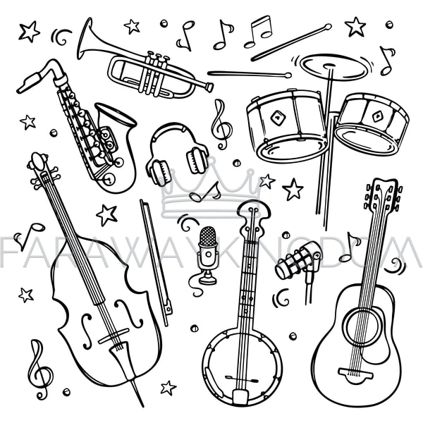 Jazz Paper Instruments Drawings Of Jazz Instruments