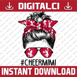 cheer mimi cheerleader mimi life messy bun mother's day happy mother's day png sublimation design