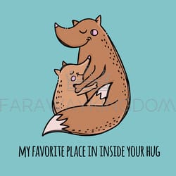 my favourite place in your hugs fox vector illustration set