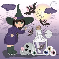 my halloween mystic holiday cartoon vector illustration set