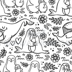 my lovely mum sea animal seamless pattern vector illustration