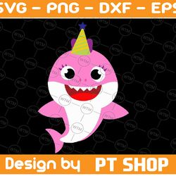 sister shark birthday svg, cricut cut files, shark family doo doo doo vector eps, silhouette dxf
