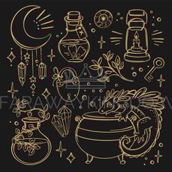 mystical symbol template witchcraft esoteric astrology set