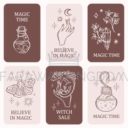 mystical templates esoteric occult astrology symbol card set