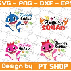birthday shark girl svg, cricut cut files, shark family doo doo doo vector eps, silhouette dxf