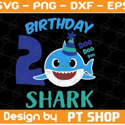 shark 2nd birthday svg, boy birthday shark svg dxf eps, boy second birthday clipart