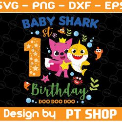 shark 1st birthday svg, boy birthday shark svg dxf eps, boy first birthday clipart, one year old