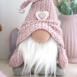 pink gnome stuffed doll knitted cap