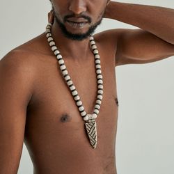African jewelry and necklaces for men - stand out with a mans long statement necklace