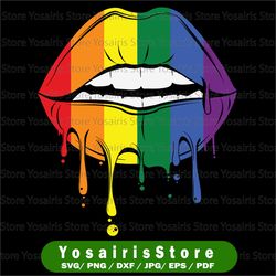 Lips Rainbow Bite Lip SVG, Design Sexy Gay Pride Flag ,Interest LGBT SVG , Lips Drip, Cuttable Design , Clipart Cricut ,