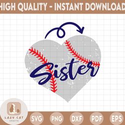 baseball svg, baseball sister svg, baseball cutting file, heart frame baseball, dxf pattern, svg pattern, clipart instan