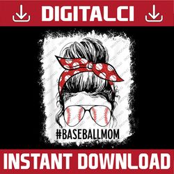 bleached baseball mom messy bun game day vibes mother's day happy mother's day png sublimation design