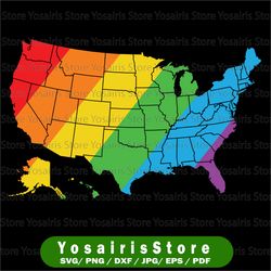 Pride USA Map Grunge SVG, Map svg, America Map svg, LGBT svg