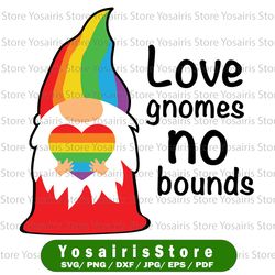 pride gnome, love gnomes no bounds svg, dfx, eps craft cut file